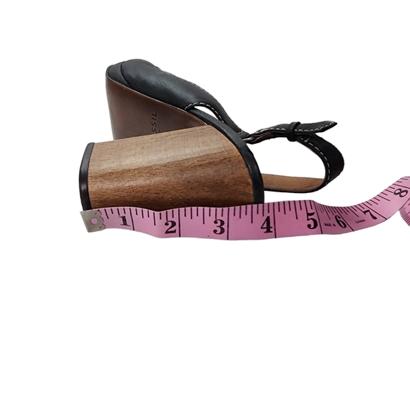 Fossil Slingback Peeptoe Block Heels Black Leather 7 - Picture 10 of 11